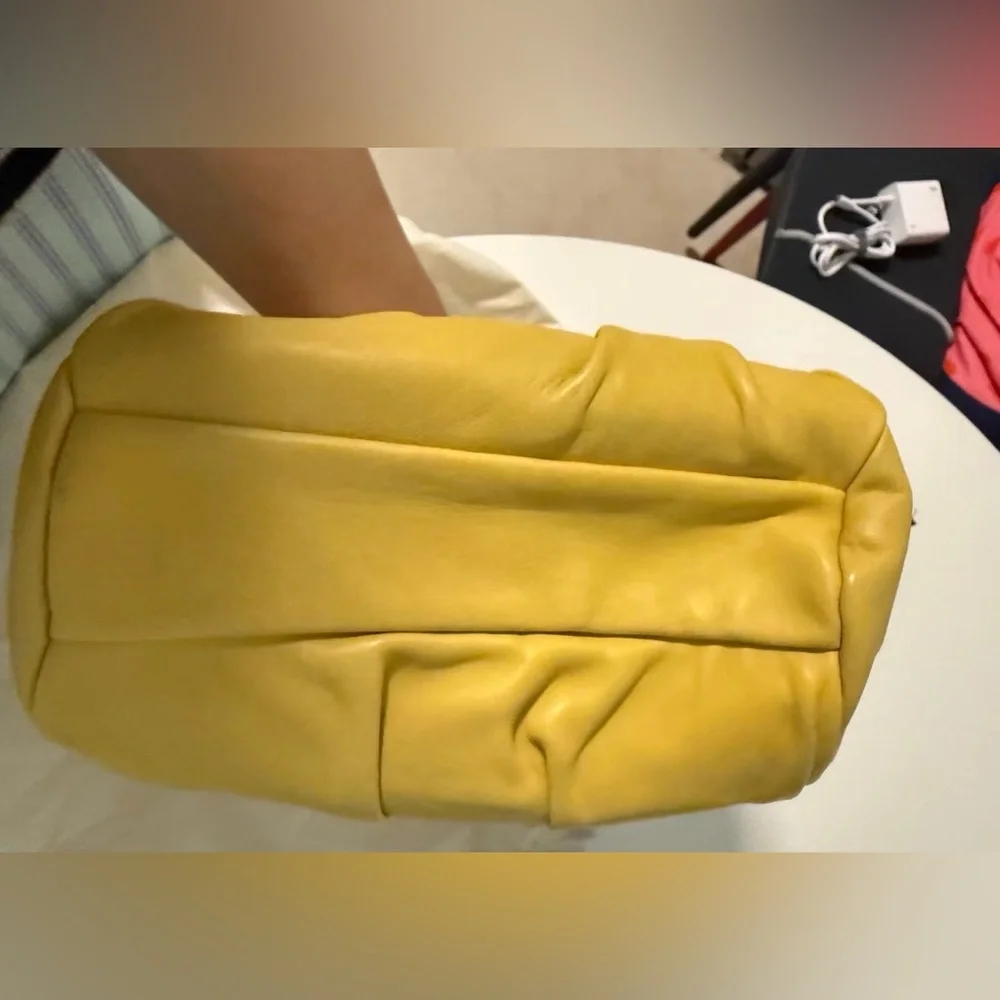Rejina Pyo Mustard Yellow Gathered Top-Handle Clutch